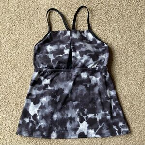 Nike Tankini Swim Top XS Black Gray White Pattern